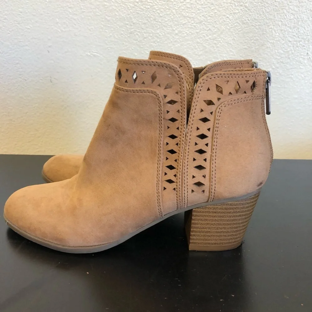 Indigo Rd Brown Faux Suede Cut Out Ankle Boots